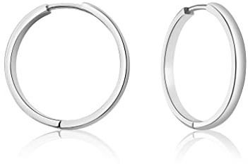 Mary & Jules Creolen Silber aus 925 Sterling Silber, aus recyceltem Silber, schlichte Damen Ohrringe, Klappcreolen, Durchmesser 25 mm, Echtschmuck Ohrstecker für Frauen und Mädchen