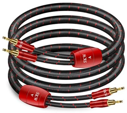 SKW Single Speaker Cable with Convertible Banana and Spade Plugs Entry Level HC Series Cable 26.2ft/8M (One Cable)