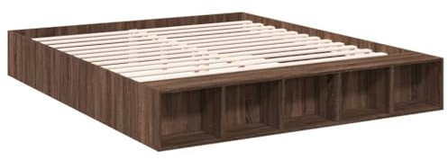 vidaXL Bettgestell, Bett mit Stauraum für Schlafzimmer, Bettrahmen mit Lattenrost, Schlafzimmerbett Doppelbett, Braun Eichen-Optik 200x200cm Holzwerkstoff