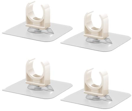 Hsthe Sea Lot de 4 colliers de serrage en plastique autocollants de 40 mm, colliers de serrage réglables à 360°, colliers de serrage en PVC, support de fixation de tuyau d'eau, design à pression blanc
