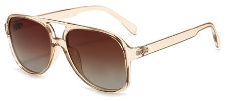 QVKUUT Square Polarisierte Sonnenbrille Damen Herren 70er Jahre Vintage Trendy Brille Klassisch mit Double Brücke(Tee/Tee)