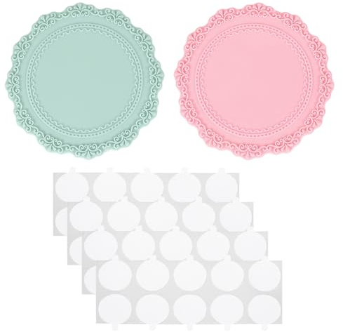 PATIKIL Wachs Siegel Silikon Pad, 2er Pack Wachs Siegel Pads mit, Pink Grün | 40 doppelseitigen Klebepunkten Rückenplatte Stempel Siegelwachs DIY Handwerk