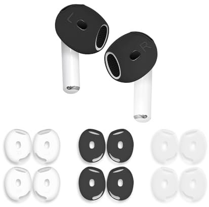 6 Paar Ohrpolster für AirPods 4, rutschfeste Ohrstöpsel, Zubehör, Sport, ultradünn, weich, Silikon-Ohrstöpsel, kompatibel mit AirPods der 4. Generation (Weiß und Schwarz)