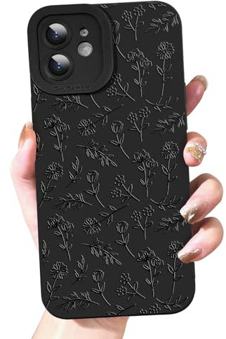 OOK Case for iPhone 11 Case Cute Flower Floral Design for Girls Women Soft TPU Camera Lens Protective Phone Cover for iPhone 11 6.1 Inch Black