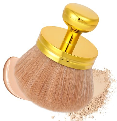 LOPHE Grand Pinceau Autobronzant,Pinceau Maquillage à Tête Large Pour fond de teint liquide, poudre, crème, contouring, estompage,pour Jambes/Bras,Or