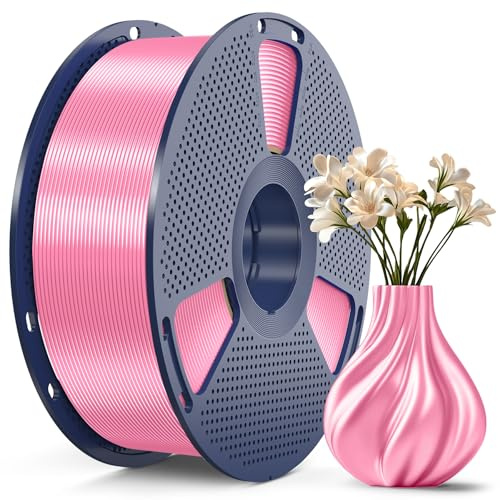 SUNLU PLA+ Silk Filament, Glänzendes Metallisches Seiden-3D-Filament 1,75mm, Hochfestes PLA PLUS 3D Drucker filament, 1KG Spule, Rosa