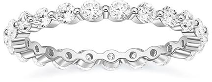 Wycian Verlobungsring Damen Klassisch Moissanite Ring Women'S Weißgold 9K Au375 2X2mm Runde Form Moissanit Größe 61 (19.4) Vorsteckring für Schwester