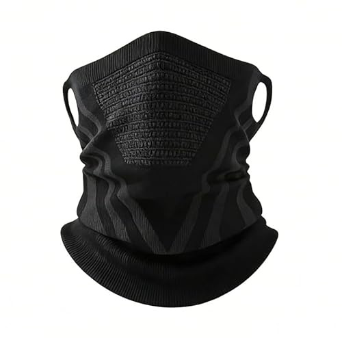 Cache Cou Moto Homme Femme Respirant Hiver, Masque Tour de Cou Moto Polaire 3D Tricoté, Balaclava Ski Masque Coupe-Vent avec Maille Alvéolée et Boucles d’Oreilles