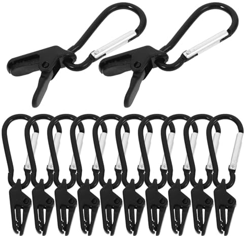BUGUUYO 12 Stück Teiliges Tarp Clips aus Robustem Kunststoff mit Karabiner Starke Planenklemmen für Zelte und Markisen Reißfest Einfach zu Befestigen für Outdoor Camping Sonnensegel Boots