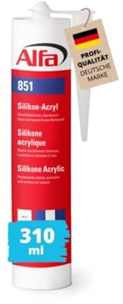 Alfa 310 ml Silikon-Acryl Dichtstoff – Wasserfestes Dichtmittel | Profi Qualität - Dauerelastisch, überstreichbar & schimmelresistent. Ideal für Sanitär, Beton, Holz & PVC.
