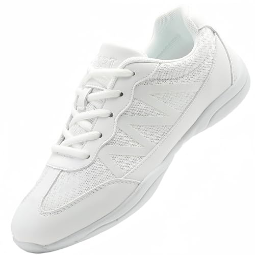 PQWXVYU Chaussure Cheerleading Blanche Baskets de Danse Femme Enfant Noires | Chaussures de pom-pom girl Cheer Confortables pour l’Entraînement Sportif et les Compétitions