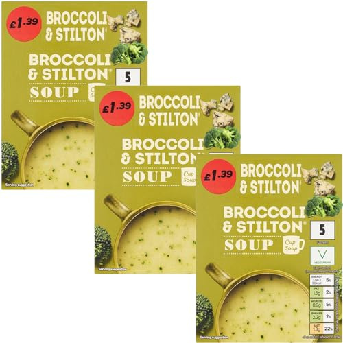Instant Soup Variety Pack – Tomato & Basil with Croutons + Broccoli & Stilton, 5 x 24g Pack - jka (3 x Pack, Broccoli & Stilton Cup Soup)