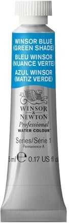 Winsor & Newton Aquarelle Professionnel - Peinture Aquarelle, Haute Luminosité, Résistante à la Lumière, Qualité Archive, Tube de 5 ML, Couleur Bleu Winsor (Nuance Verte)