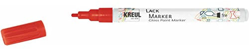 KREUL 47212 - Lackmalstift fine rot, mit Rundspitze Strichstärke 1 - 2 mm, zum Gestalten, Beschriften und Verzieren von kleinen, originellen Geschenken, Karten, uvm.