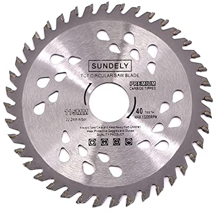 SUNDELY® Carbide Tipped TCT Circular Saw Blade Angle Grinder Disc 115 mm X 22.2 mm X 24T or 40T (4.5 X 0.87) for Wood Laminate Plywood Tree PVC Plastic Trimmer Cutter (1 Piece, 40T)