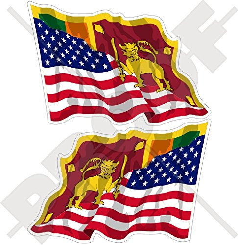 Vinyl-Aufkleber, USA, USA, SRI Lanka, Ceylon, amerikanische Flagge von Lanka, 120 mm, 2 Stück (links rechts)