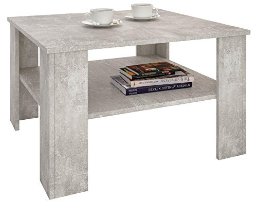 CARO-Möbel Couchtisch Wohnzimmertisch Felice in Beton Optik mit Stauraum, 68x68 cm
