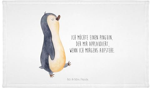 Mr. & Mrs. Panda Gäste Handtuch Pinguin marschieren - Geschenk, spazieren, Frühaufsteher, Familie, zufrieden, Kinder Handtuch, Reisehandtuch,