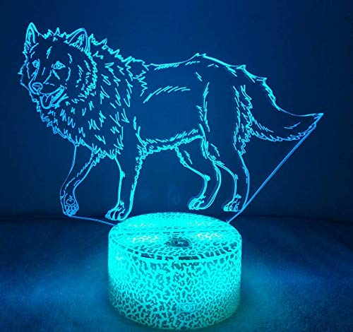 HPBN8 Ltd 3D Wolf Optical Illusions LED Lampen Tolle 7 Farbwechsel Berühren Tabelle Schreibtisch-Nacht Licht Mit USB-Kabel für Kinder Schlafzimmer Geburtstagsgeschenke Geschenk