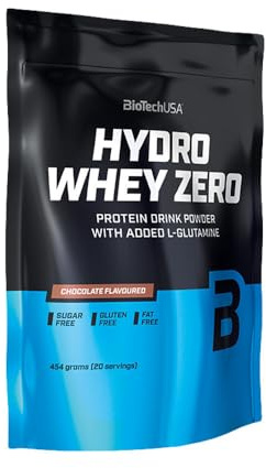BioTechUSA Hydro Whey Zero | Gluten-Free, Sugar-Free, Fat-Free | 80% Protein Content | Fast-Absorbing |Whey Protein Complex, 454 g, Chocolate