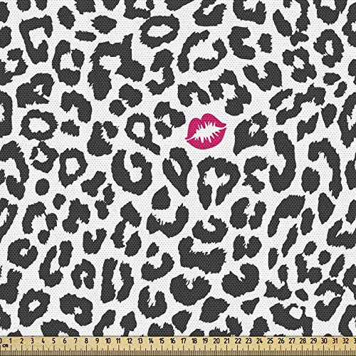 ABAKUHAUS Safari Gewebe als Meterware, Gepard Leopard Kuss, Schön Gewebten Stoff für Polster und Wohnaccessoires, 1M (148x100cm), Schwarz Weiß Rot