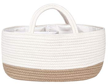 Mila Millie Baby-Windelablage aus Baumwollseil, groß, Organizer für Kinderzimmer, tragbare Tasche für Wickeltisch und Auto, 100% natürliche Baumwolle, umweltfreundlich