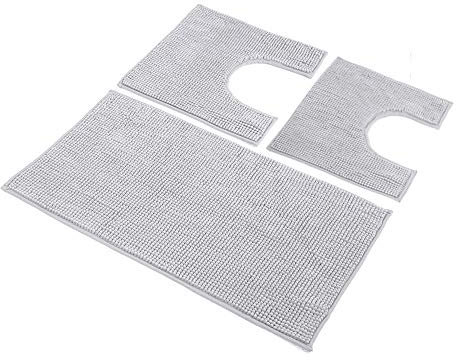 HomeLife: Set Tappeti Bagno 3 Pezzi in Microfibra con: Tappeto Bagno Assorbente [45X75] + 2 Girowater/Girobidet [40X45] - Tappeto Doccia Assorbente Antiscivolo Lavabile | Tappetino Bagno Grigio