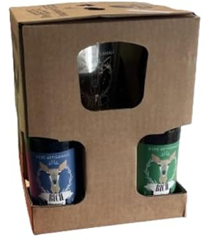 Coffret 4 Bières Artisanales Française à Découvrir avec verre sérigraphié Bich.
