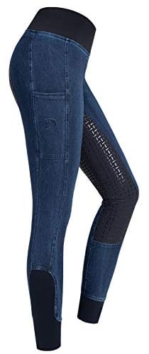 RIDERS CHOICE Damen Jeansreitleggings mit Silikonvollbesatz und Handytasche - RidersDeal Collection für Reiter, Gr. 32