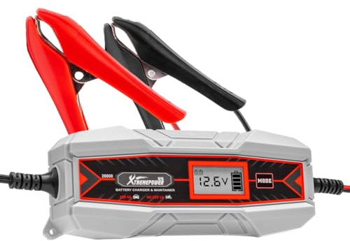 XtremepowerUS 6/12V 4A Smart Battery Charger & Maintainer Full Automatic 8-Stages Trickle Charging with Clamps