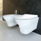 Kiamami Valentina - Sanitari Sospesi Filo Muro Rimless | WC e Bidet Serie Jazz | Ceramica Bianca | Installazione Sospesa | Kit di Fissaggio Incluso | Foro Miscelatore e Troppo Pieno