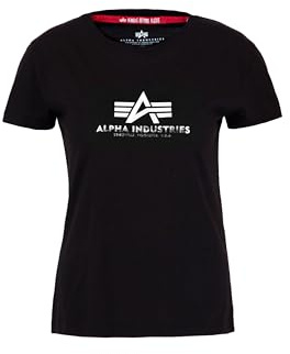 Alpha Industries New Basic T Wmn Foil Print T-Shirt für Damen Black/Metalsilver