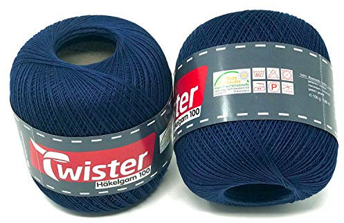 Twister Häkelgarn marineblau Handstrickgarn Baumwollgarn 2x100g