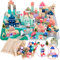 Green series Set 115 Bildungsblöcke | Bauklötze | Holzbausteine | Bauklötze - Bausteine für Kinder Ab 3 Jahre | Holzklötze | Bausteine Holz | Bauklötze Holz | Holzbausteine Ab 3 Jahre, KP8464