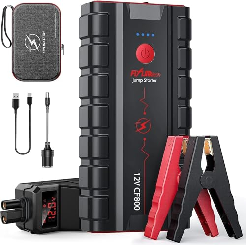 FLYLINKTECH Booster Batterie Voiture 3000A Peak 20000mAh(jusqu'à 10,0 L d'essence et 9,0 L de Diesel), Batterie 12 V Voiture, Camion, SUV, Alimentation Portable lumière LED, QC3.0 (3500A) CF800