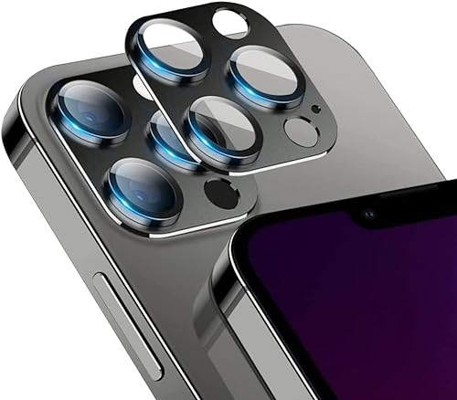 Niboow Kameraschutz Kompatibel mit iPhone 13 Pro/13 Pro Max, Anti-Kratzer HD Klar Kameraschutz, Aluminiumlegierung Schutzglas Kamera Linse Schutzfolie Kompatibel mit iPhone 13 Pro/13 Pro Max - Schwarz