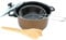 Almineez 5pc Black Non Stick Chip Pan Set Fryer Deep Fat Frying Basket Pot W Glass Lid 2l - 24cm Suitable for Gas, Electric and Solid Hotplates