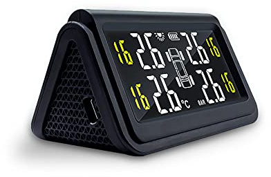 Riloer Tire Pressure Monitoring System, With 4 External Sensors, Universal External TPMS System Tire Pressure Monitor Detector Waterproof Solar Charged, Liquid Crystal Display