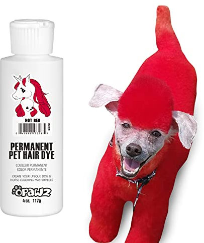 Opawz Permanente Tinte para Pelo de Perro, Profesional Salones Tinte para Pelo de Mascotas, Dura Más de 20 Lavados, Colores Brillantes para Perros y Caballos (Vivo Rojo)