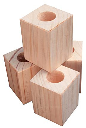 5 cm de Hauteur Élévateur de Meuble Rehausseurs de lit de Bureau de Table en Bois, Élévateur de Dispositif de Stockage Pieds de Meuble Accessoires 4 Pièces (4cm)