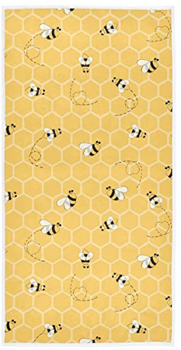 Wamika Lustige Bienen Honig Handtuch Duschtücher Set Gelb Hummel Bienenstock Küche Hängendes Fitnessstudio Fingerspitze Badhandtuch Sehr saugfähig