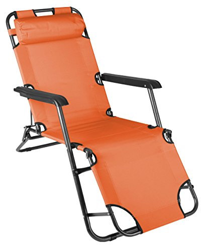 Nexos Trading Sonnenliege B-Ware klappbar Farbe orange Gartenliege Pool-Liege Relaxliege Terrassen-Liege Balkonliege Liegestuhl Klappliege Stahl