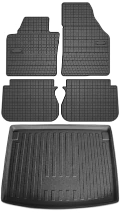OMAC Fußmatten & Kofferraumwanne Set kompatibel mit VW Caddy Life 2008-2011 Gummi Schwarz 5X