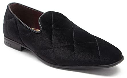 Thomas Crick Men's Gamble Velvet Dress Loafers Slip On Shoess Classic Tuxedo Dress Shoes Black