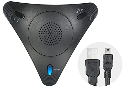 Samnuerly Microfono per conferenza USB Microfono omnidirezionale da Tavolo con Cavo Supporto per Altoparlante Integrato Controllo del Volume Funzione Muto