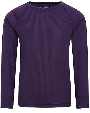 Mountain Warehouse Talus Kids Base Layer Top - Breathable & Lightweight, Moisture Wicking, Boys & Girls - Autumn, Winter, Outdoors, Travelling & Hiking Dark Purple (02) Kids Size 9-10 Years