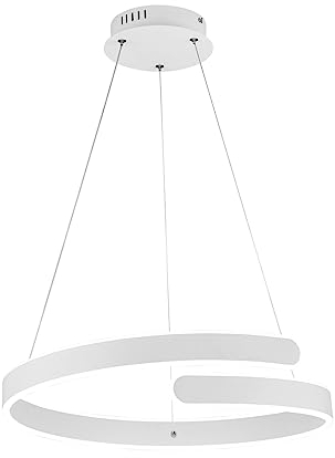 Reality Leuchten LED Pendelleuchte Parma R37071131, Metall Weiß matt, inkl. 37 Watt LED, Switch Dimmer
