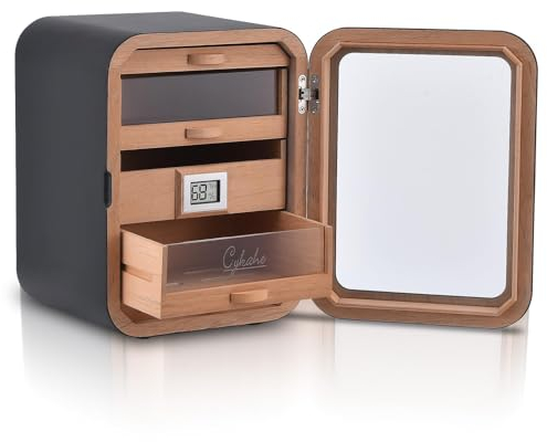 Humidor-Box, Humidor-Schrank, Desktop-Humidor mit spanischen Zedernholzregalen, Hygrometer, Humidore, 2-Finger-Hülle, Geschenke für Männer, Vatertag, 150 Counts Kapazität, moderner Stil,