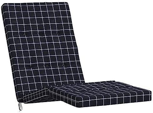 vidaXL Liegestuhl Auflage 2 STK., Kissen für Liegestuhl Gartenstuhl, Wasserabweisendes Stuhlkissen, Stuhlauflage Gartenkissen Sitzpolster, Schwarz Karomuster Oxford Gewebe