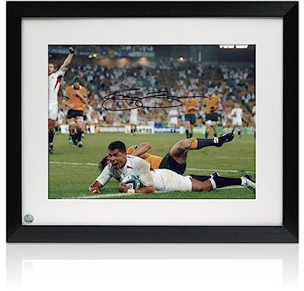 Exclusive Memorabilia Jason Robinson Signed England Rugby Photo: World Cup Final Try. Framed